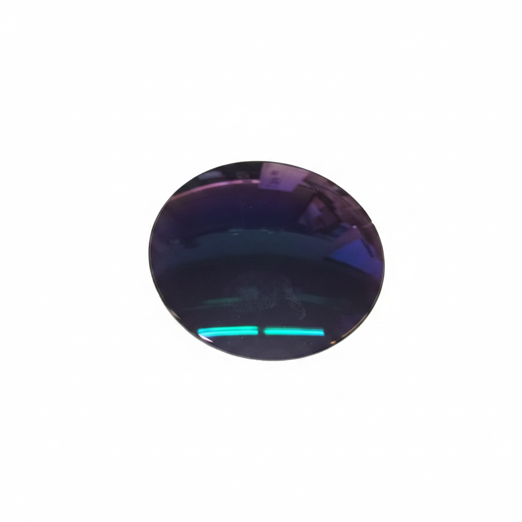 1.56 Photochromic SHMC lens - Gray, white background showing green teal multi-coating reflection